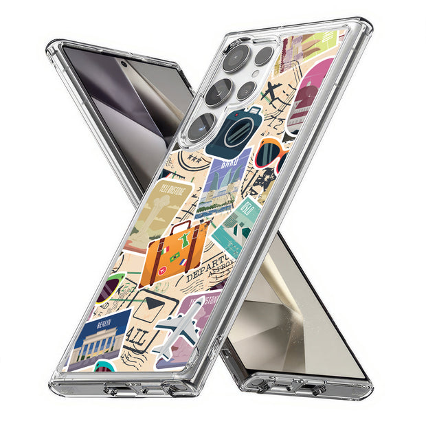 Travel Sticker Print Slim Cover For Samsung Galaxy S (S24, S23, S22, S21 / Plus, FE, Ultra), Print in USA