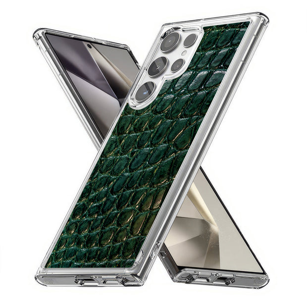 Green Alligator Print Slim Cover For Samsung Galaxy S (S24, S23, S22, S21 / Plus, FE, Ultra), Print in USA