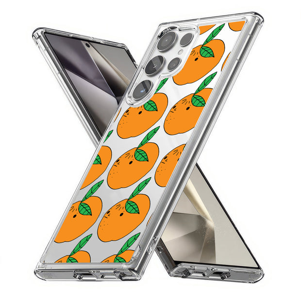 Orange Fruit Print Slim Cover For Samsung Galaxy S (S24, S23, S22, S21 / Plus, FE, Ultra), Print in USA