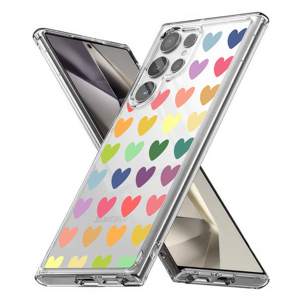 Colorful Hearts Print Slim Cover For Samsung Galaxy S (S24, S23, S22, S21 / Plus, FE, Ultra), Print in USA