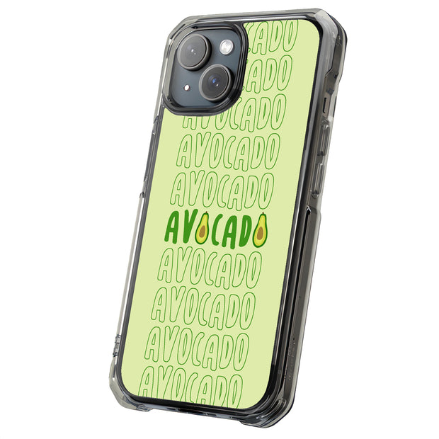 Avocado Text  Tough Cases For Apple iPhone (17, 16, 15, 14, 13, 12, 11, X, SE, 8, 7/ Air, Plus, Pro, Max, Mini, XR, XS), Print in USA