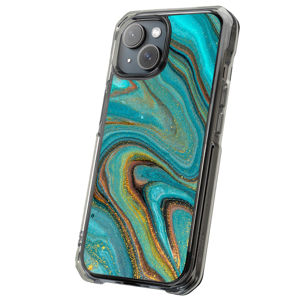 Gold Blu Marble Tough Cases For Apple iPhone (17, 16, 15, 14, 13, 12, 11, X, SE, 8, 7/ Air, Plus, Pro, Max, Mini, XR, XS), Print in USA