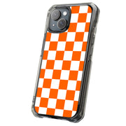 Orange Checker Tough Cases For Apple iPhone (17, 16, 15, 14, 13, 12, 11, X, SE, 8, 7/ Air, Plus, Pro, Max, Mini, XR, XS), Print in USA