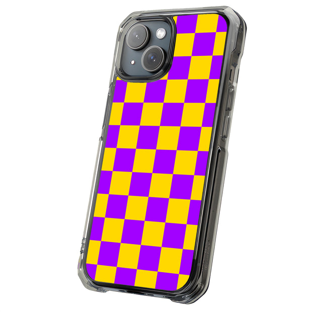 Yellow Checker Tough Cases For Apple iPhone (17, 16, 15, 14, 13, 12, 11, X, SE, 8, 7/ Air, Plus, Pro, Max, Mini, XR, XS), Print in USA