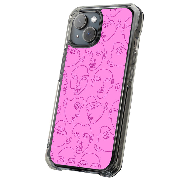 Line Face Tough Cases For Apple iPhone (17, 16, 15, 14, 13, 12, 11, X, SE, 8, 7/ Air, Plus, Pro, Max, Mini, XR, XS), Print in USA