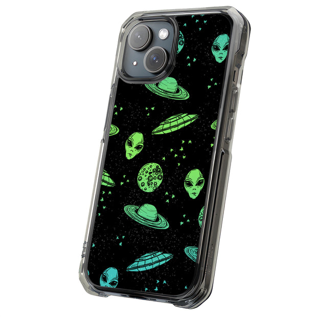 Space Alien Tough Cases For Apple iPhone (17, 16, 15, 14, 13, 12, 11, X, SE, 8, 7/ Air, Plus, Pro, Max, Mini, XR, XS), Print in USA