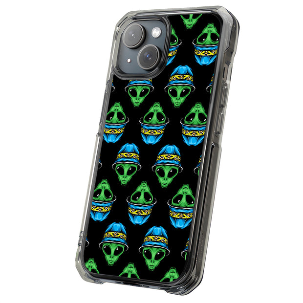 Alien wear Hat Tough Cases For Apple iPhone (17, 16, 15, 14, 13, 12, 11, X, SE, 8, 7/ Air, Plus, Pro, Max, Mini, XR, XS), Print in USA