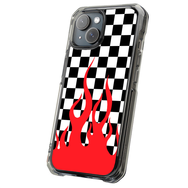 Checkers Flame Tough Cases For Apple iPhone (17, 16, 15, 14, 13, 12, 11, X, SE, 8, 7/ Air, Plus, Pro, Max, Mini, XR, XS), Print in USA