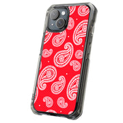 Paisley Red Tough Cases For Apple iPhone (17, 16, 15, 14, 13, 12, 11, X, SE, 8, 7/ Air, Plus, Pro, Max, Mini, XR, XS), Print in USA