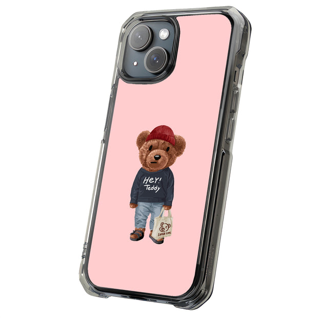 Hey Teddy Bear Tough Cases For Apple iPhone (17, 16, 15, 14, 13, 12, 11, X, SE, 8, 7/ Air, Plus, Pro, Max, Mini, XR, XS), Print in USA
