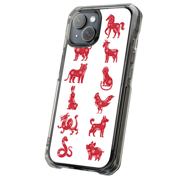Chinese zodiac Tough Cases For Apple iPhone (17, 16, 15, 14, 13, 12, 11, X, SE, 8, 7/ Air, Plus, Pro, Max, Mini, XR, XS), Print in USA