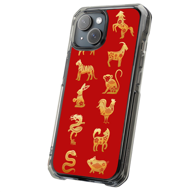 Chinese zodiac1 Tough Cases For Apple iPhone (17, 16, 15, 14, 13, 12, 11, X, SE, 8, 7/ Air, Plus, Pro, Max, Mini, XR, XS), Print in USA