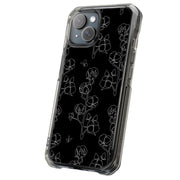 Line Art Flower Tough Cases For Apple iPhone (17, 16, 15, 14, 13, 12, 11, X, SE, 8, 7/ Air, Plus, Pro, Max, Mini, XR, XS), Print in USA