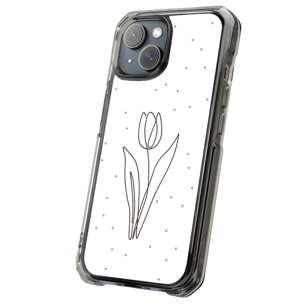 Line Art Tulip Tough Cases For Apple iPhone (17, 16, 15, 14, 13, 12, 11, X, SE, 8, 7/ Air, Plus, Pro, Max, Mini, XR, XS), Print in USA