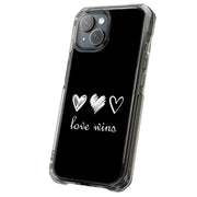 Love Wins Black Tough Cases For Apple iPhone (17, 16, 15, 14, 13, 12, 11, X, SE, 8, 7/ Air, Plus, Pro, Max, Mini, XR, XS), Print in USA