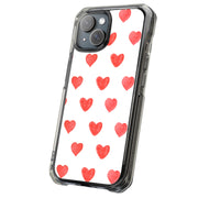 Red Love Hearts Tough Cases For Apple iPhone (17, 16, 15, 14, 13, 12, 11, X, SE, 8, 7/ Air, Plus, Pro, Max, Mini, XR, XS), Print in USA