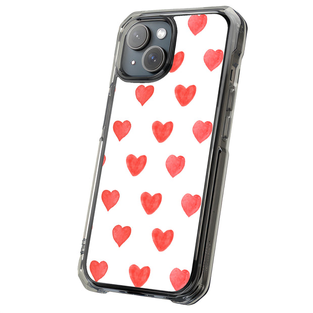 Red Love Hearts Tough Cases For Apple iPhone (17, 16, 15, 14, 13, 12, 11, X, SE, 8, 7/ Air, Plus, Pro, Max, Mini, XR, XS), Print in USA