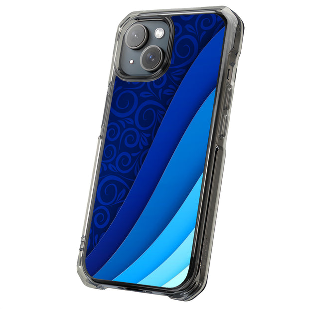 Blue Wavy Tough Cases For Apple iPhone (17, 16, 15, 14, 13, 12, 11, X, SE, 8, 7/ Air, Plus, Pro, Max, Mini, XR, XS), Print in USA