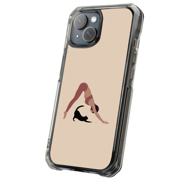 Yoga With Cat Tough Cases For Apple iPhone (17, 16, 15, 14, 13, 12, 11, X, SE, 8, 7/ Air, Plus, Pro, Max, Mini, XR, XS), Print in USA
