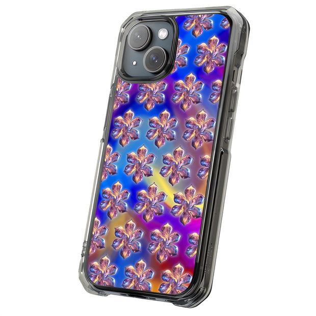 Silver Flowers Tough Cases For Apple iPhone (17, 16, 15, 14, 13, 12, 11, X, SE, 8, 7/ Air, Plus, Pro, Max, Mini, XR, XS), Print in USA