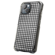 Black Plaid Tough Cases For Apple iPhone (17, 16, 15, 14, 13, 12, 11, X, SE, 8, 7/ Air, Plus, Pro, Max, Mini, XR, XS), Print in USA
