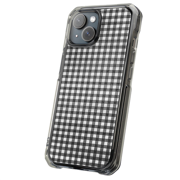Black Plaid Tough Cases For Apple iPhone (17, 16, 15, 14, 13, 12, 11, X, SE, 8, 7/ Air, Plus, Pro, Max, Mini, XR, XS), Print in USA