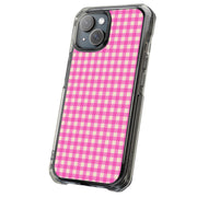 Pink Gingham Tough Cases For Apple iPhone (17, 16, 15, 14, 13, 12, 11, X, SE, 8, 7/ Air, Plus, Pro, Max, Mini, XR, XS), Print in USA
