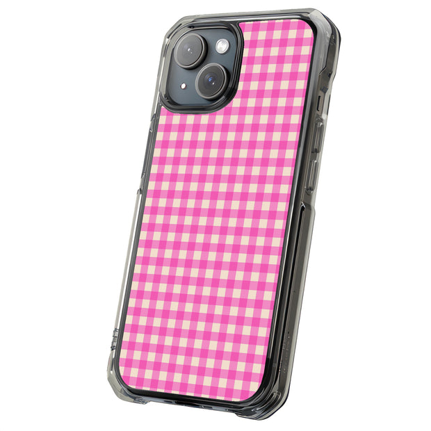 Pink Gingham Tough Cases For Apple iPhone (17, 16, 15, 14, 13, 12, 11, X, SE, 8, 7/ Air, Plus, Pro, Max, Mini, XR, XS), Print in USA