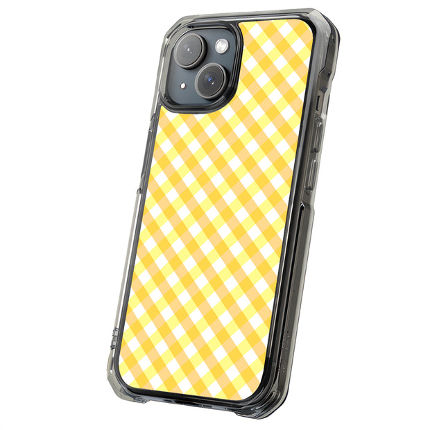 Yellow Gingham Tough Cases For Apple iPhone (17, 16, 15, 14, 13, 12, 11, X, SE, 8, 7/ Air, Plus, Pro, Max, Mini, XR, XS), Print in USA