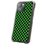 Green Gingham Tough Cases For Apple iPhone (17, 16, 15, 14, 13, 12, 11, X, SE, 8, 7/ Air, Plus, Pro, Max, Mini, XR, XS), Print in USA