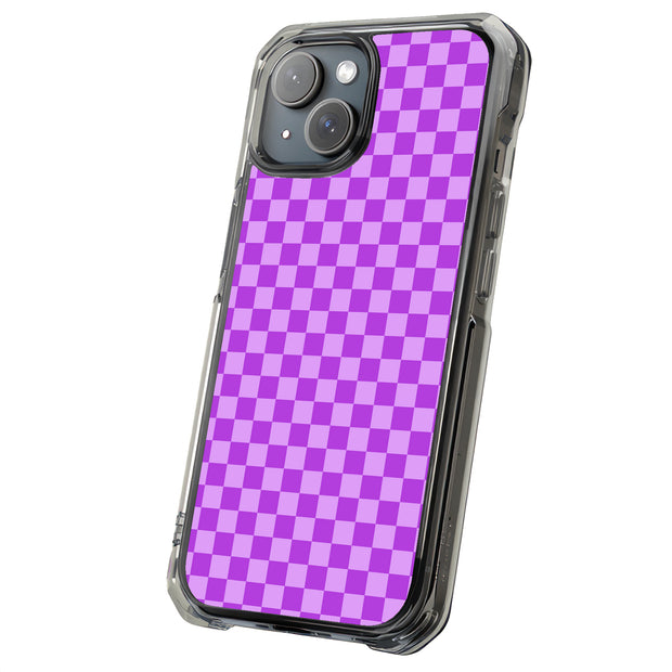 Purple Gingham Tough Cases For Apple iPhone (17, 16, 15, 14, 13, 12, 11, X, SE, 8, 7/ Air, Plus, Pro, Max, Mini, XR, XS), Print in USA