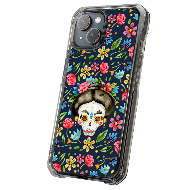 Skull Floral Tough Cases For Apple iPhone (17, 16, 15, 14, 13, 12, 11, X, SE, 8, 7/ Air, Plus, Pro, Max, Mini, XR, XS), Print in USA