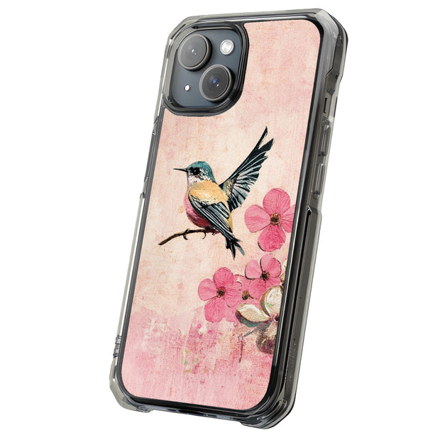 Bird Floral Tough Cases For Apple iPhone (17, 16, 15, 14, 13, 12, 11, X, SE, 8, 7/ Air, Plus, Pro, Max, Mini, XR, XS), Print in USA