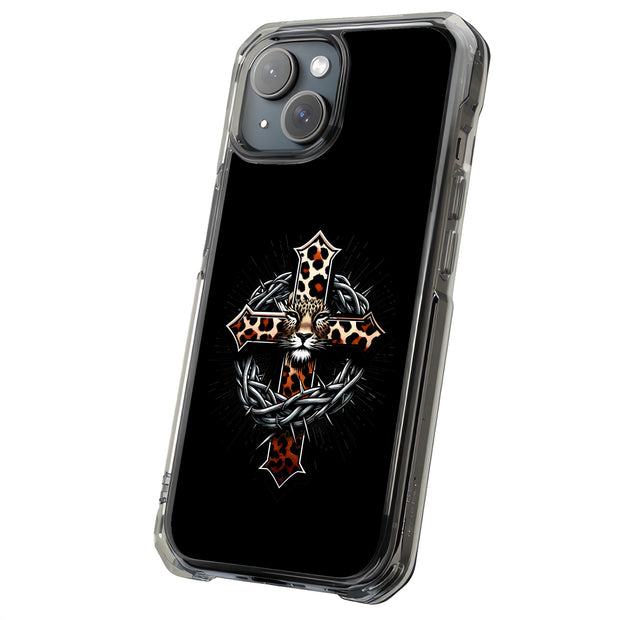 Leopard Cross Tough Cases For Apple iPhone (17, 16, 15, 14, 13, 12, 11, X, SE, 8, 7/ Air, Plus, Pro, Max, Mini, XR, XS), Print in USA