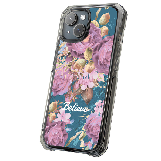 Believe Flowers Tough Cases For Apple iPhone (17, 16, 15, 14, 13, 12, 11, X, SE, 8, 7/ Air, Plus, Pro, Max, Mini, XR, XS), Print in USA