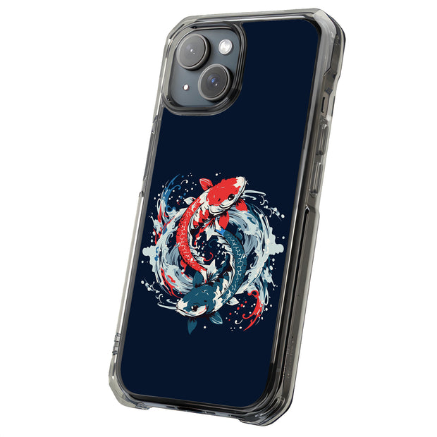 Yin Yang Koi Tough Cases For Apple iPhone (17, 16, 15, 14, 13, 12, 11, X, SE, 8, 7/ Air, Plus, Pro, Max, Mini, XR, XS), Print in USA
