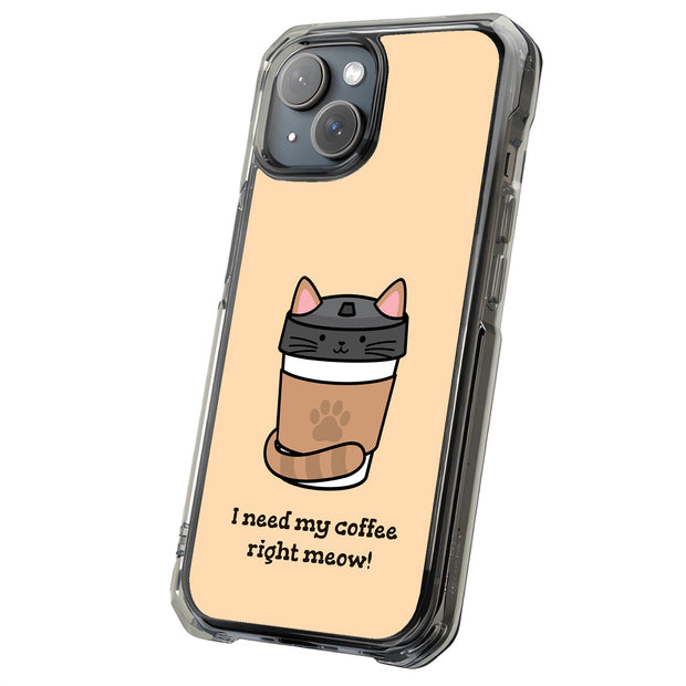 Meow Coffee Tough Cases For Apple iPhone (17, 16, 15, 14, 13, 12, 11, X, SE, 8, 7/ Air, Plus, Pro, Max, Mini, XR, XS), Print in USA