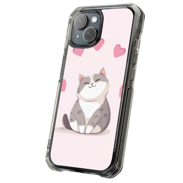 Cute Cat Love Tough Cases For Apple iPhone (17, 16, 15, 14, 13, 12, 11, X, SE, 8, 7/ Air, Plus, Pro, Max, Mini, XR, XS), Print in USA