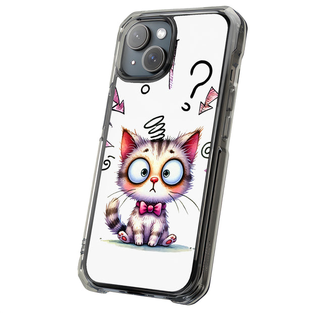 Confused Cat Tough Cases For Apple iPhone (17, 16, 15, 14, 13, 12, 11, X, SE, 8, 7/ Air, Plus, Pro, Max, Mini, XR, XS), Print in USA