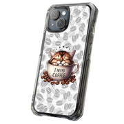 Need Coffee Cat Tough Cases For Apple iPhone (17, 16, 15, 14, 13, 12, 11, X, SE, 8, 7/ Air, Plus, Pro, Max, Mini, XR, XS), Print in USA