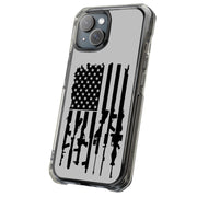 USA Flag Guns Tough Cases For Apple iPhone (17, 16, 15, 14, 13, 12, 11, X, SE, 8, 7/ Air, Plus, Pro, Max, Mini, XR, XS), Print in USA