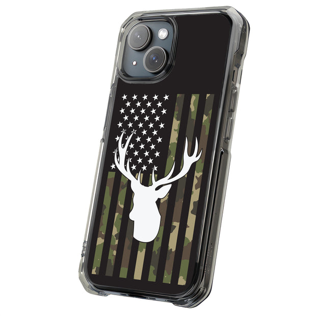USA Flag Deer 2 Tough Cases For Apple iPhone (17, 16, 15, 14, 13, 12, 11, X, SE, 8, 7/ Air, Plus, Pro, Max, Mini, XR, XS), Print in USA
