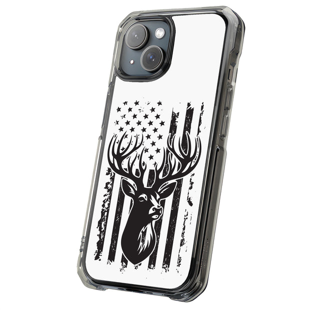 USA Flag Deer 3 Tough Cases For Apple iPhone (17, 16, 15, 14, 13, 12, 11, X, SE, 8, 7/ Air, Plus, Pro, Max, Mini, XR, XS), Print in USA