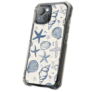 Blue Sea Shells Tough Cases For Apple iPhone (17, 16, 15, 14, 13, 12, 11, X, SE, 8, 7/ Air, Plus, Pro, Max, Mini, XR, XS), Print in USA
