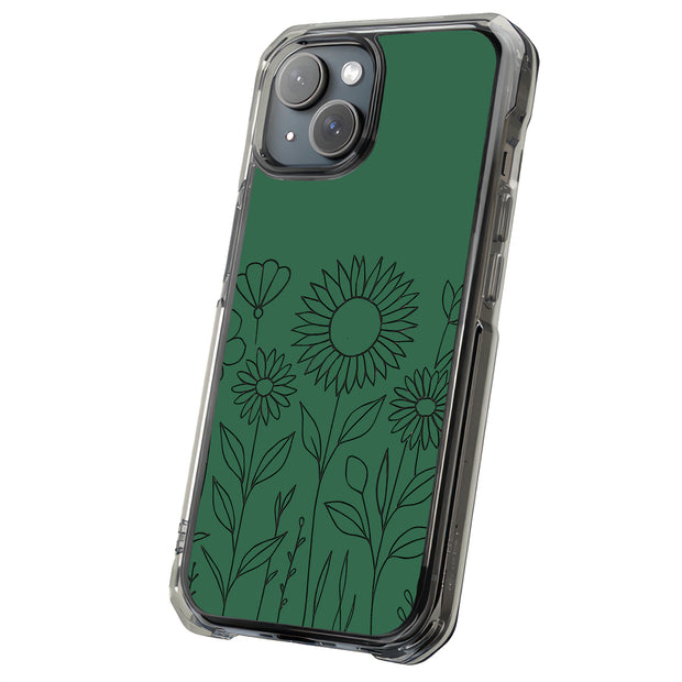 Flower Line Art Tough Cases For Apple iPhone (17, 16, 15, 14, 13, 12, 11, X, SE, 8, 7/ Air, Plus, Pro, Max, Mini, XR, XS), Print in USA