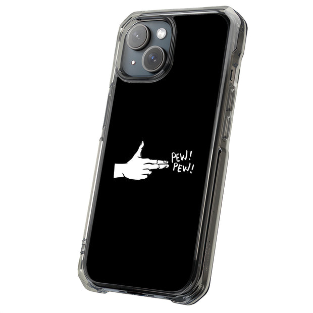 Pew Pew Hand Tough Cases For Apple iPhone (17, 16, 15, 14, 13, 12, 11, X, SE, 8, 7/ Air, Plus, Pro, Max, Mini, XR, XS), Print in USA