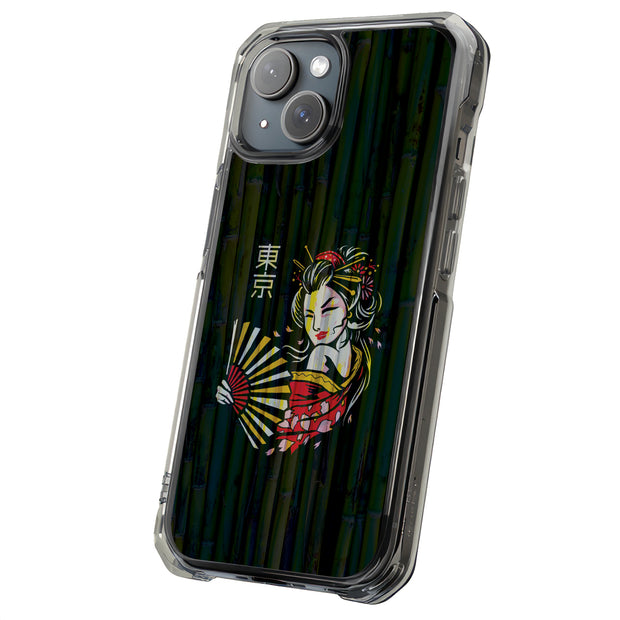 Geisha Bamboo Tough Cases For Apple iPhone (17, 16, 15, 14, 13, 12, 11, X, SE, 8, 7/ Air, Plus, Pro, Max, Mini, XR, XS), Print in USA
