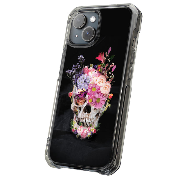 Flower Skull Tough Cases For Apple iPhone (17, 16, 15, 14, 13, 12, 11, X, SE, 8, 7/ Air, Plus, Pro, Max, Mini, XR, XS), Print in USA