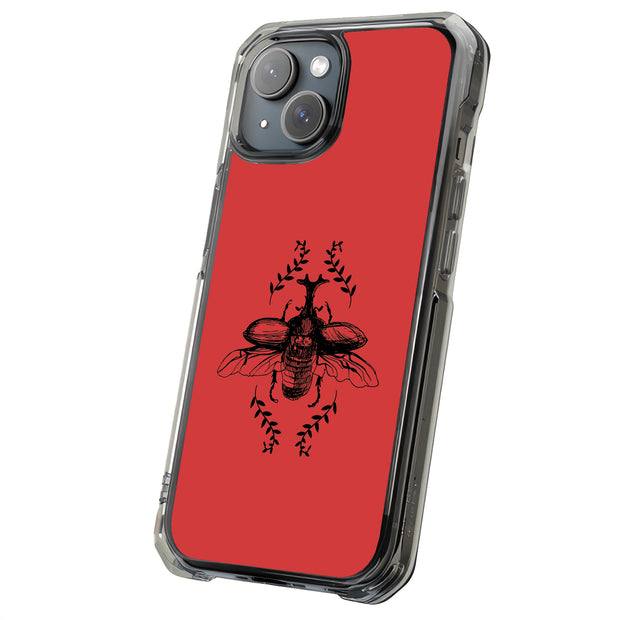 Beetle On Red Tough Cases For Apple iPhone (17, 16, 15, 14, 13, 12, 11, X, SE, 8, 7/ Air, Plus, Pro, Max, Mini, XR, XS), Print in USA
