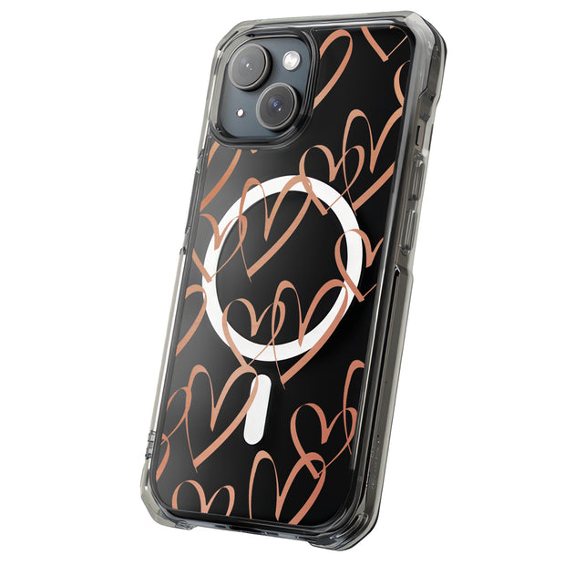 Brown Hearts Tough Cases For Apple iPhone (17, 16, 15, 14, 13, 12, 11, X, SE, 8, 7/ Air, Plus, Pro, Max, Mini, XR, XS), Print in USA